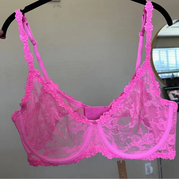 Skims Stretch lace Intimates underwire scoop bra Pink BA-SCP-3575 size 44A‎ - Picture 1 of 7